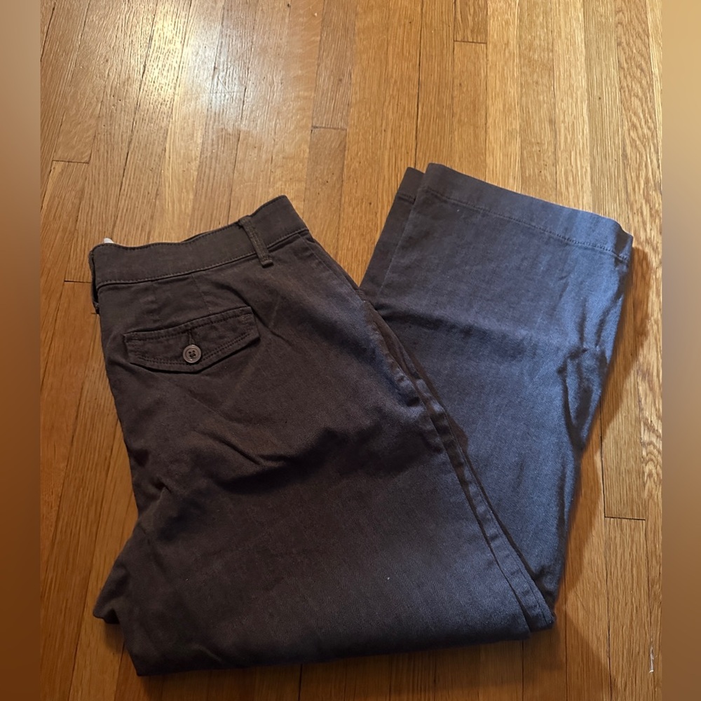 Lee Comfort Stretch Grey/Brown Herringbone Trousers, Size 14 Petite (Short)